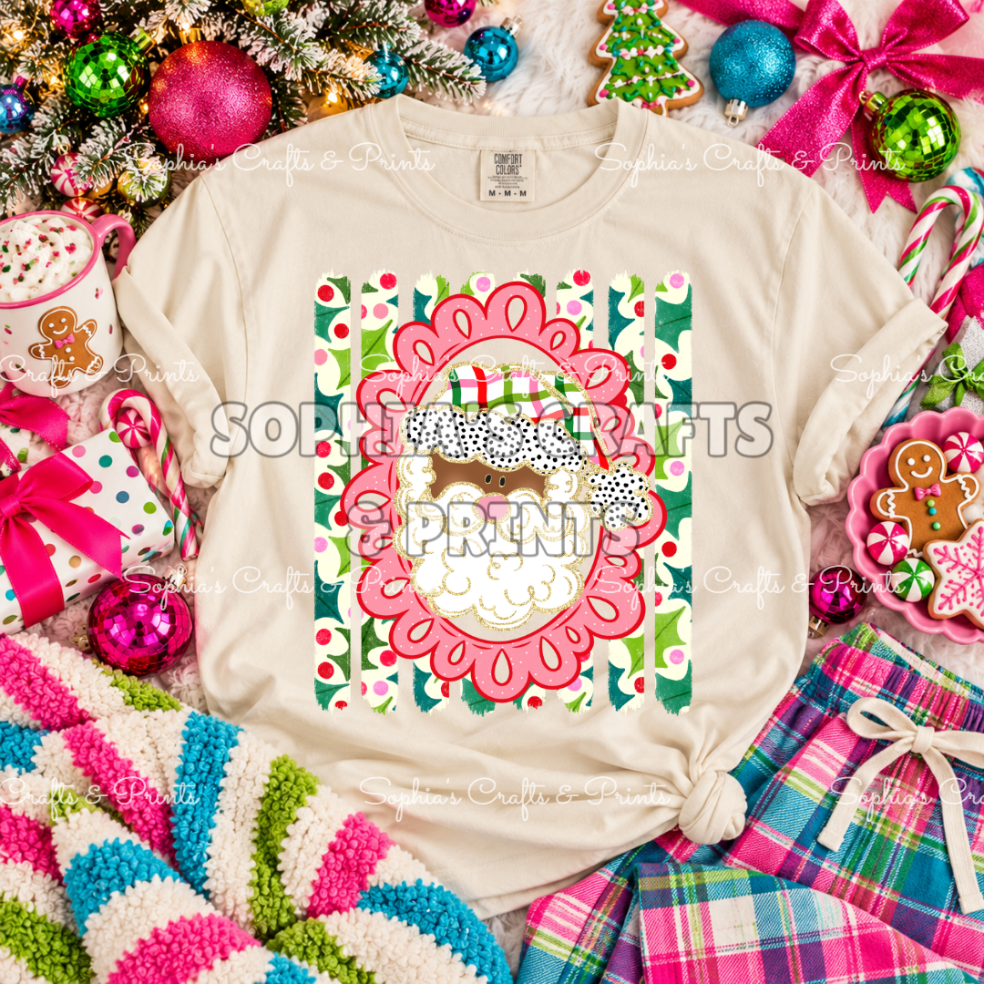Brown Santa frame NO BOW DTF Transfer