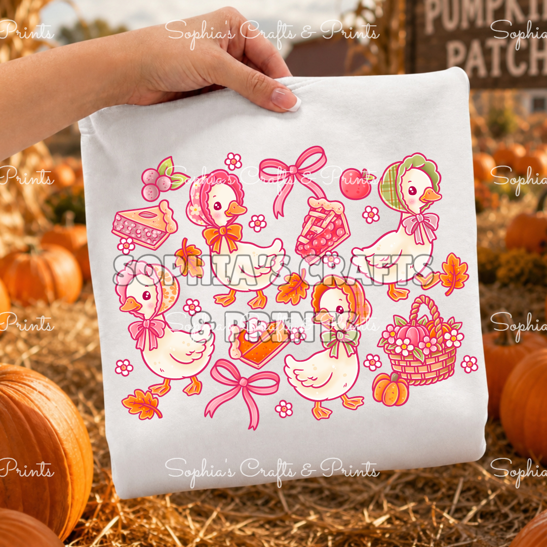 Cozy Fall Geese Pink DTF Transfer