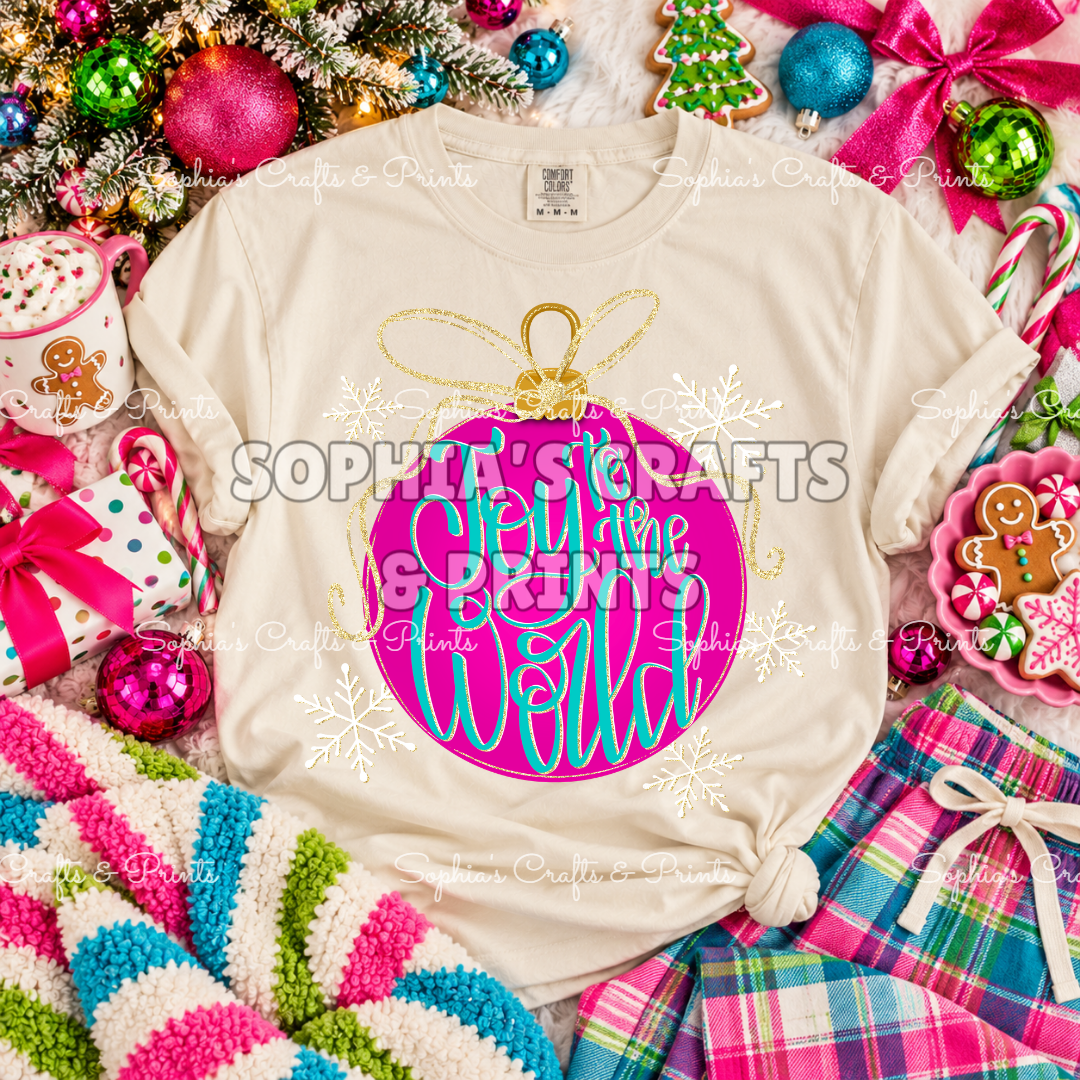 Joy To The World Pink DTF Transfer