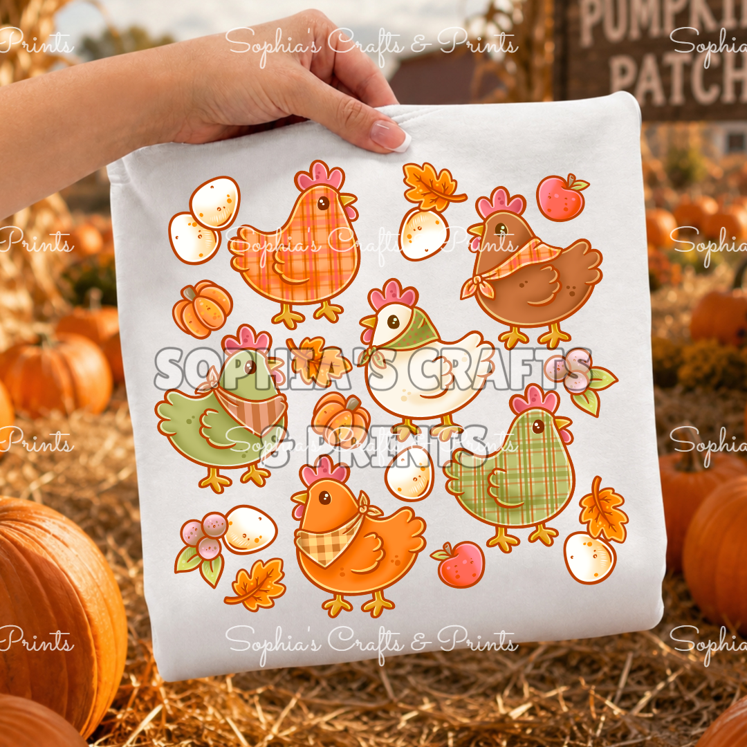 Cozy Fall Chickens DTF Transfer