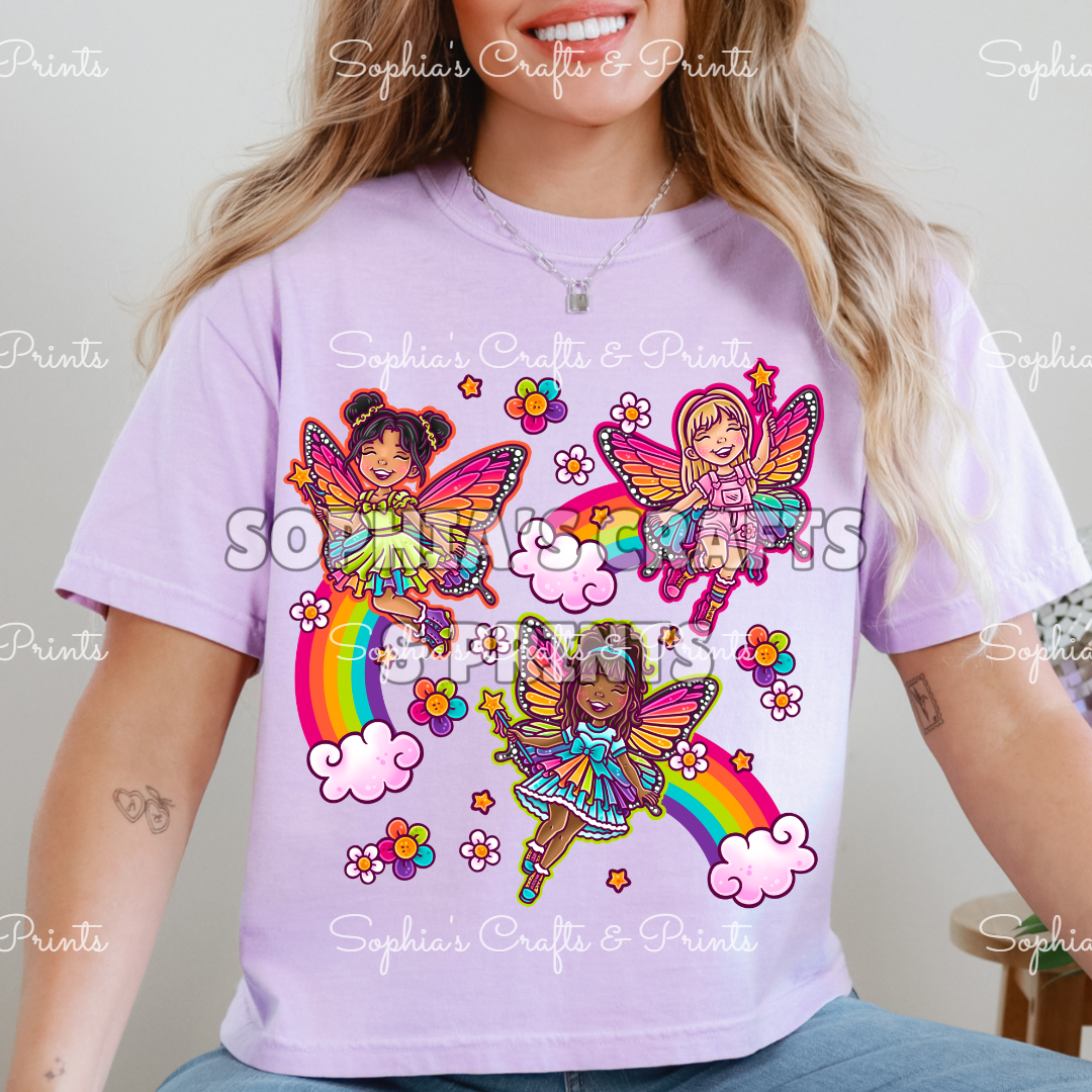 Rainbow Fairies DTF Transfer