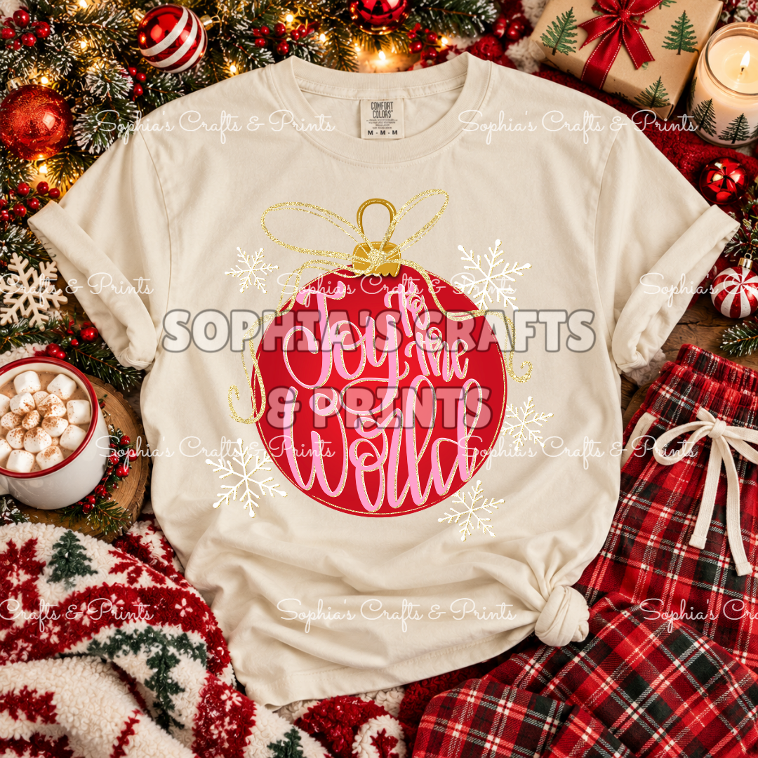 Joy To The World Red DTF Transfer