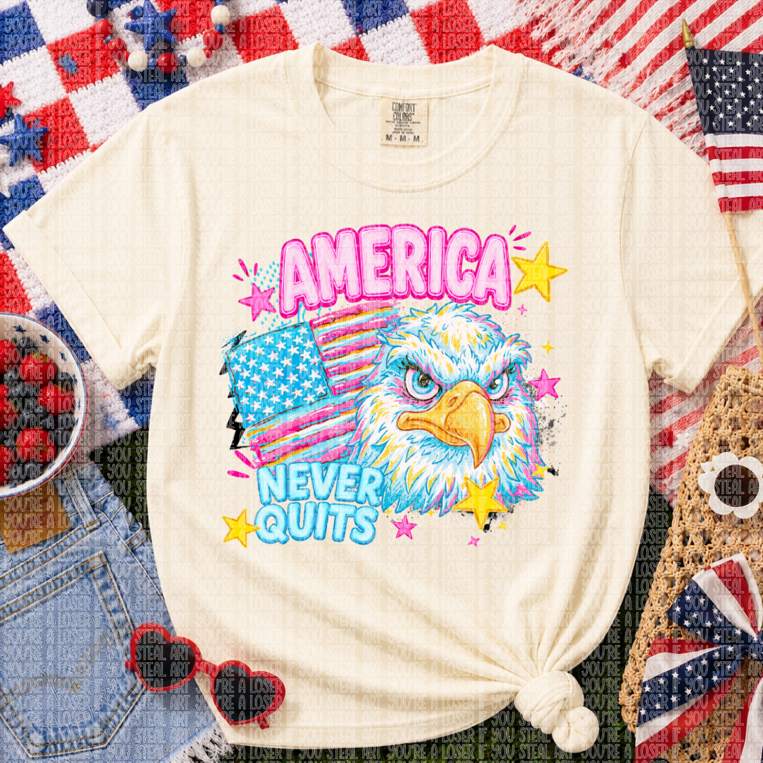 America Never Quits DTF Transfer