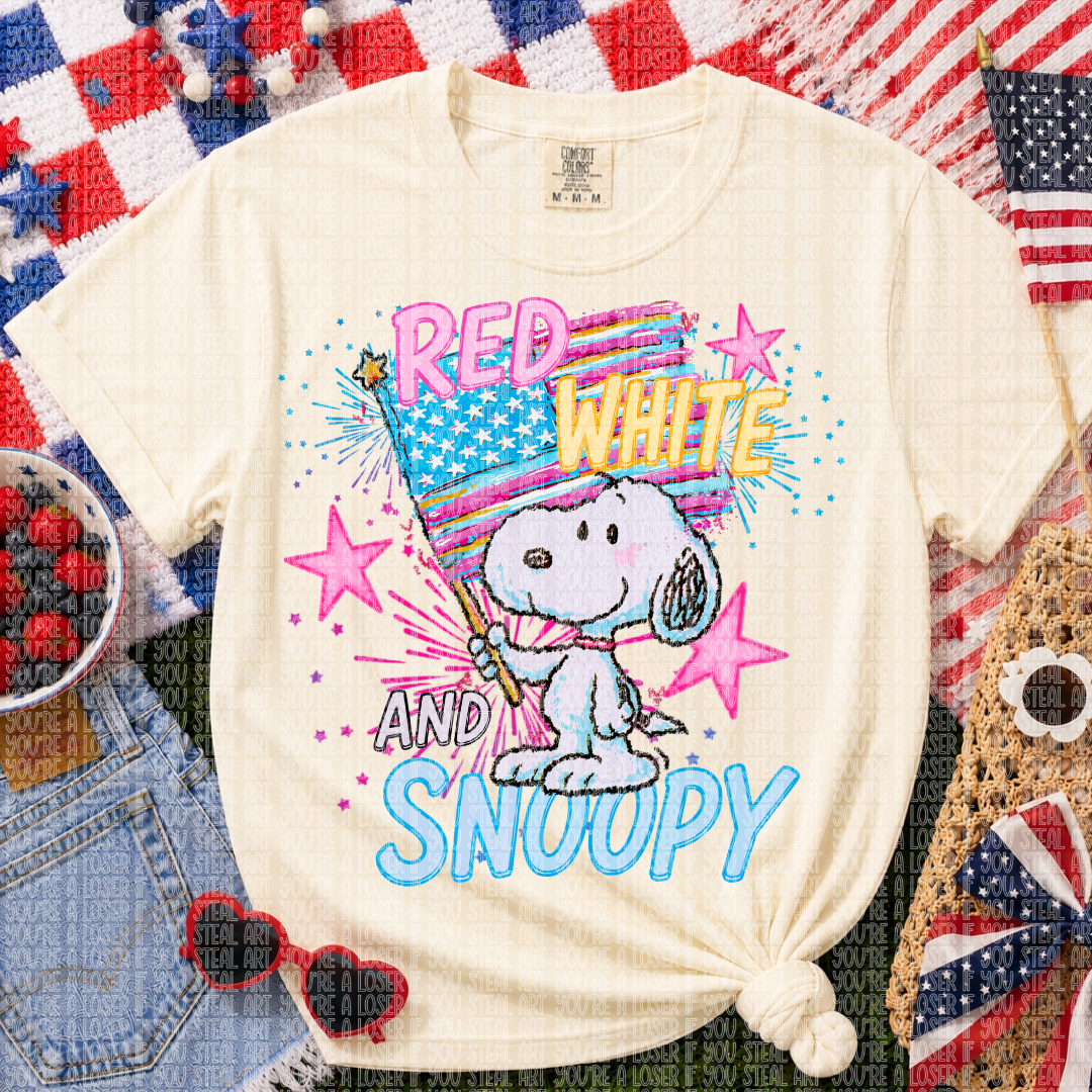 Red White Snoopy DTF Transfer