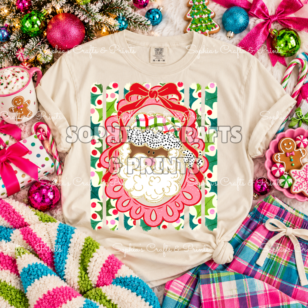Brown Santa bow frame DTF Transfer