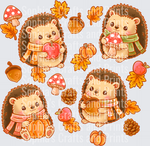 Fall Hedgehogs DTF Transfer