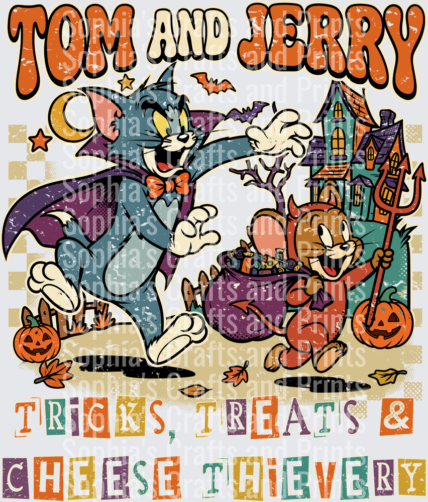 Tom Jerry Halloween DTF Transfer