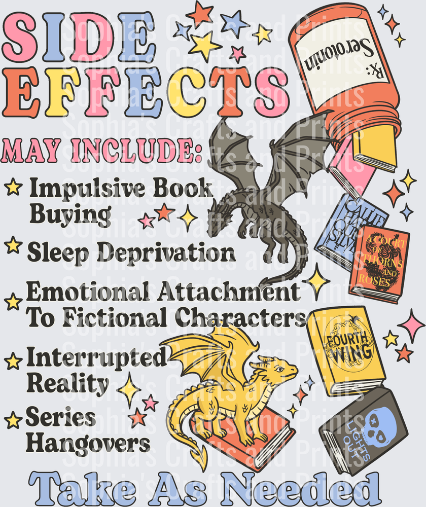 Book Side Effects DTF Transfer