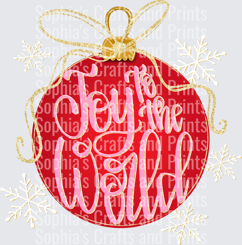 Joy To The World Red DTF Transfer