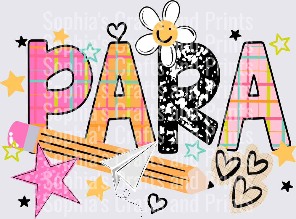 Para Pencil Happy Flower DTF Transfer