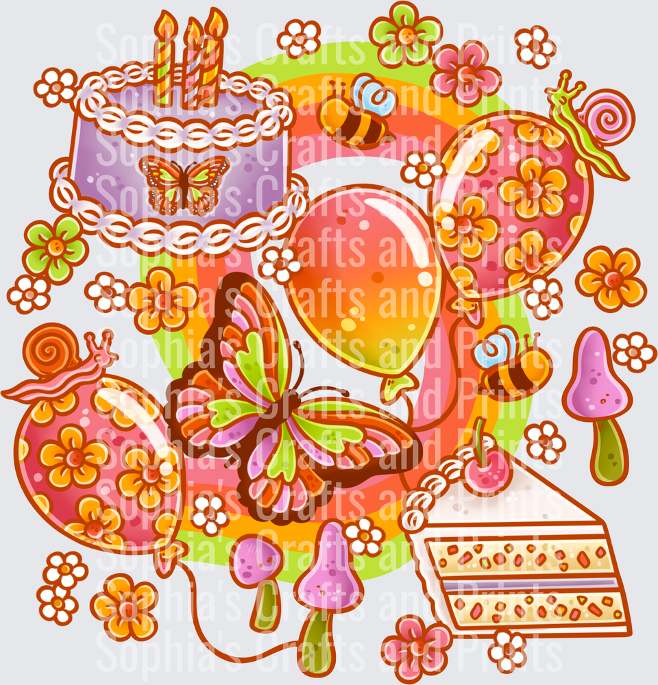 Floral Birthday DTF Transfer