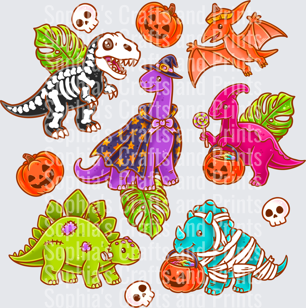 Halloween Dinosaurs DTF Transfer