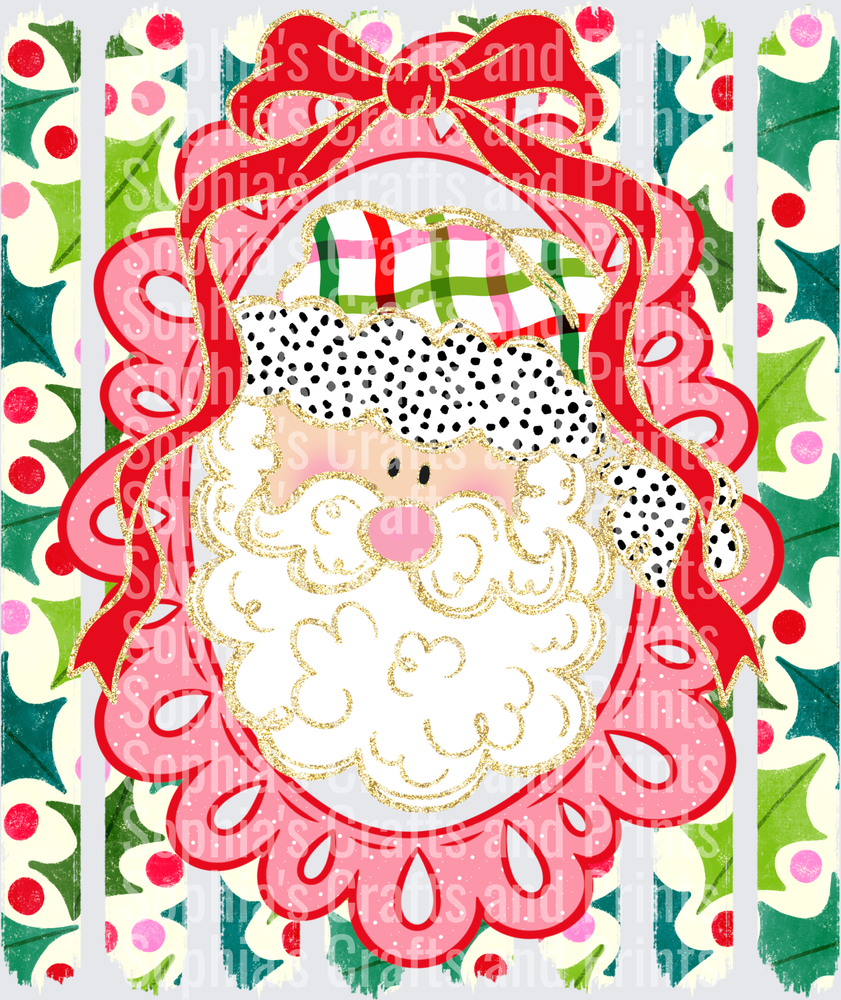Santa bow frame DTF Transfer