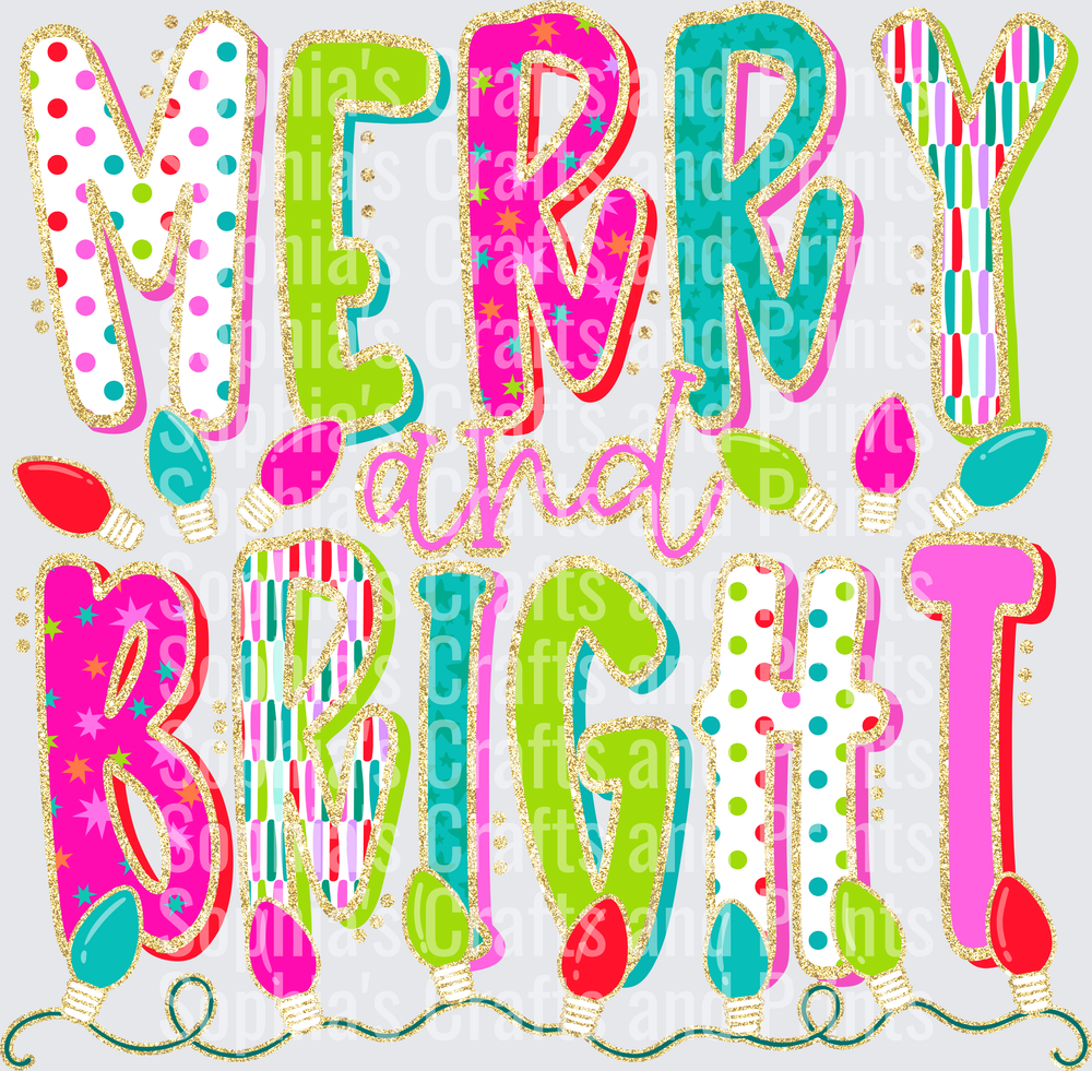Merry and bright DTF Transfer