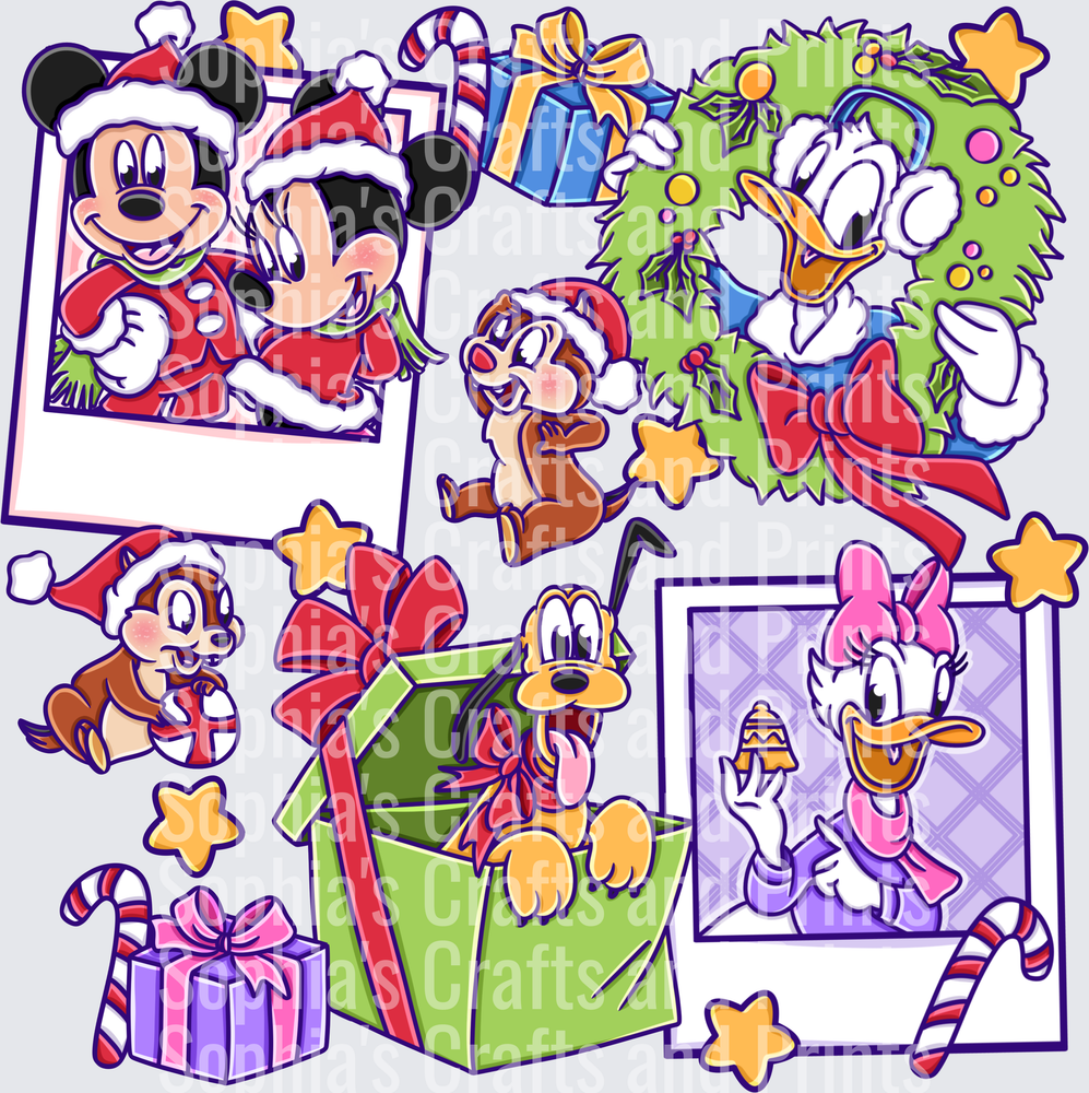 Mouse Christmas DTF Transfer