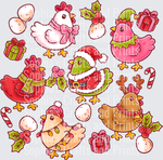 Christmas Chickens Pink DTF Transfer