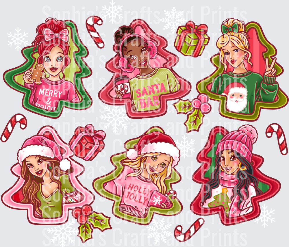Christmas Princesses DTF Transfer