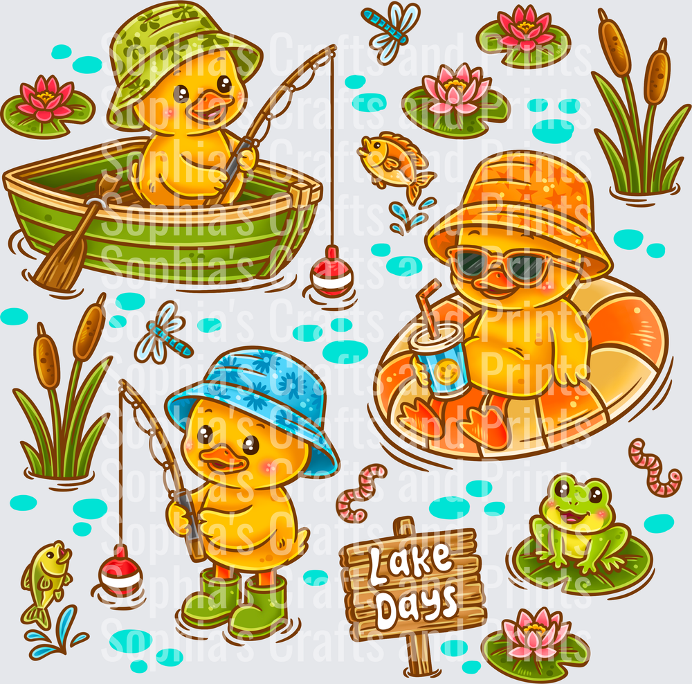 Gone Fishing Ducks DTF Transfer