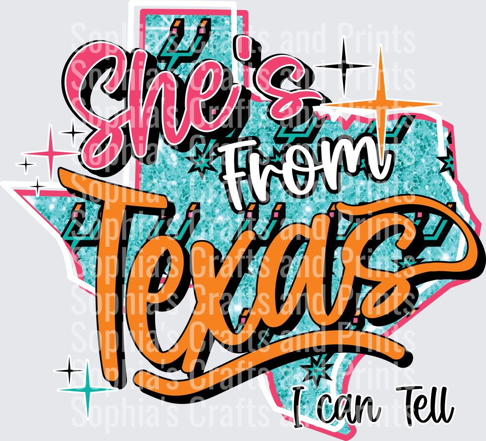 Shes From Texas DTF Transfer