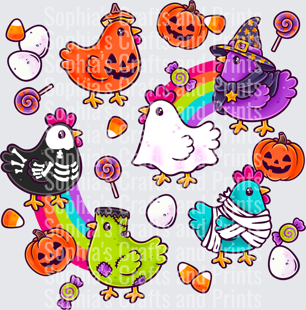 Halloween Chickens DTF Transfer