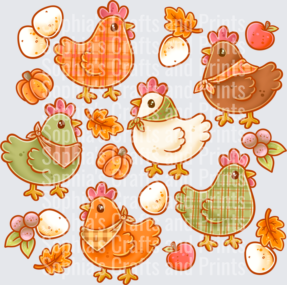 Cozy Fall Chickens DTF Transfer