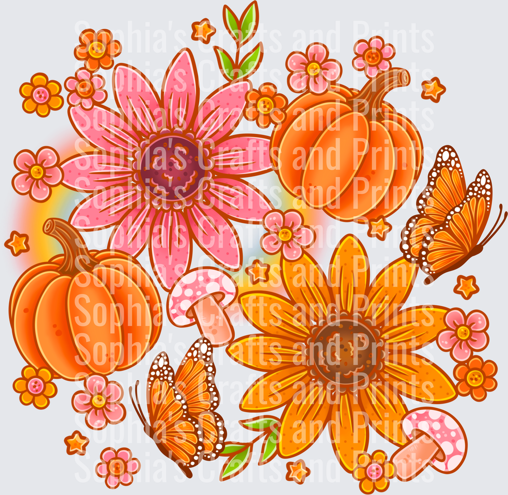 Pastel Fall Floral DTF Transfer
