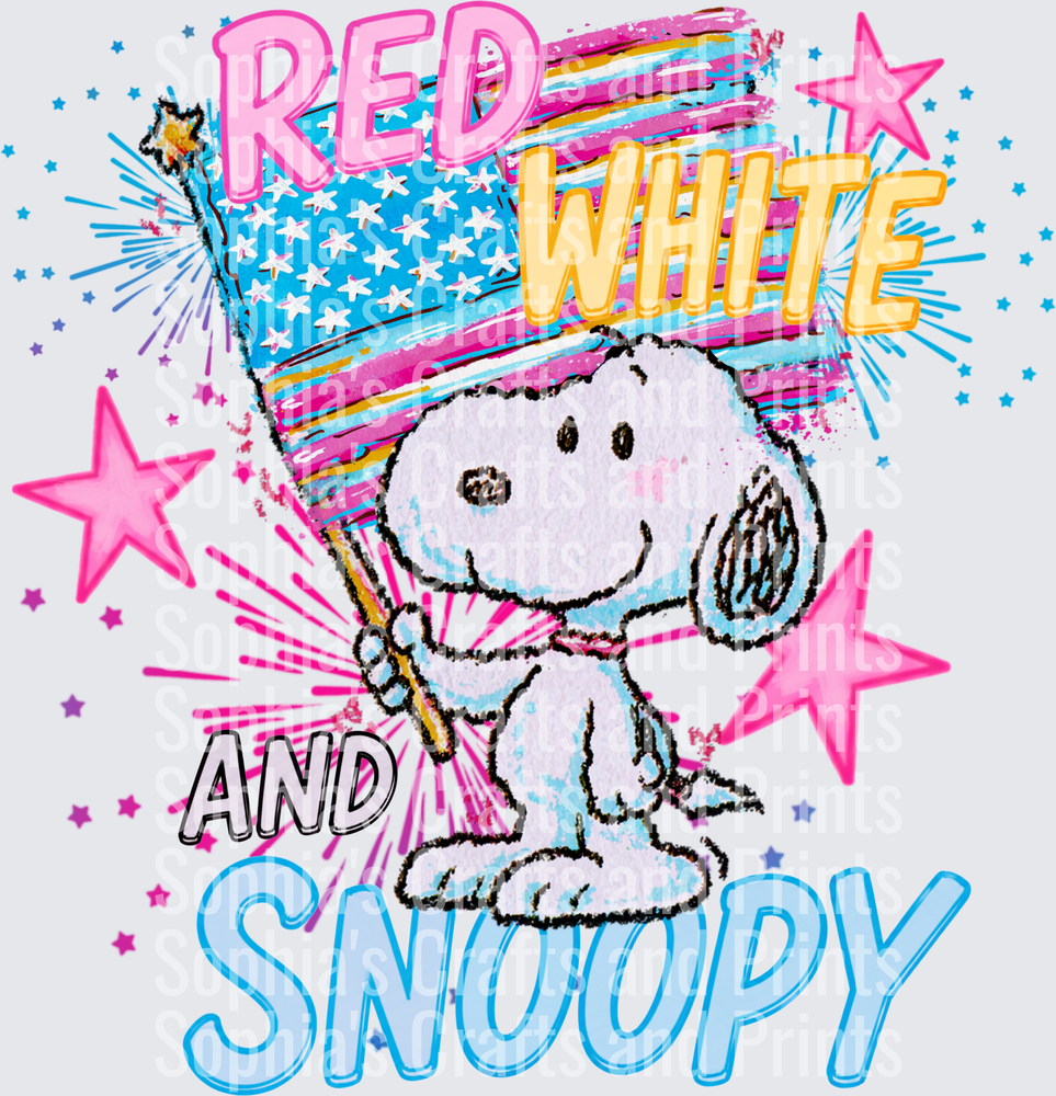 Red White Snoopy DTF Transfer
