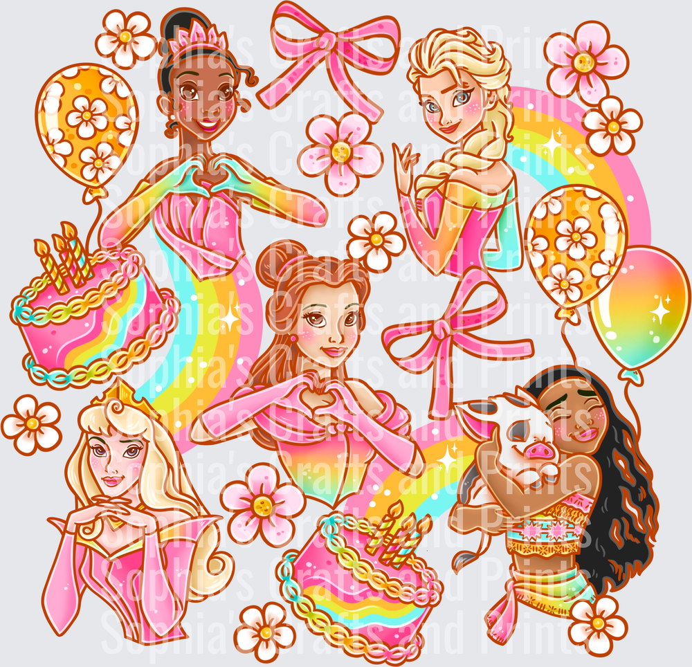 Princess Birthday DTF Transfer