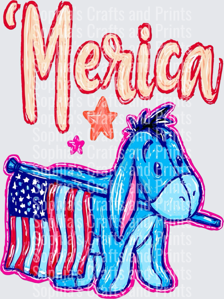 Merica Eeyore DTF Transfer