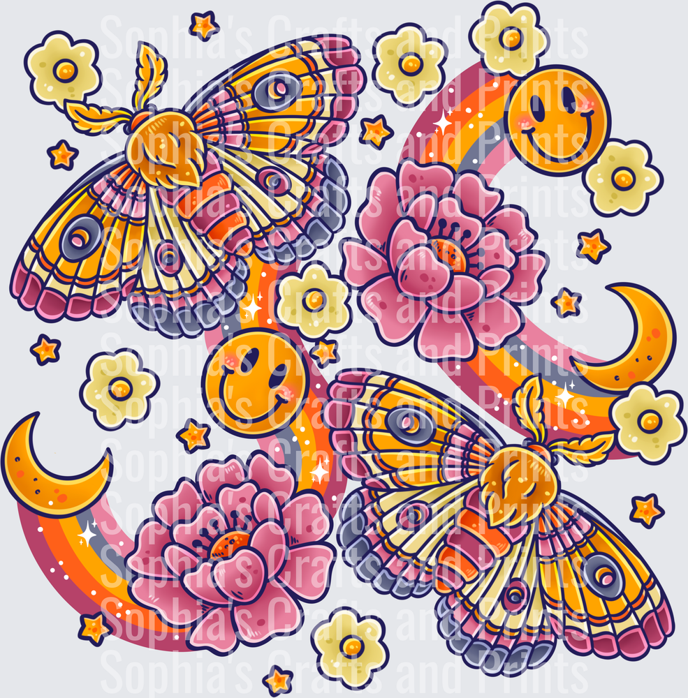 Summer Moths DTF Transfer