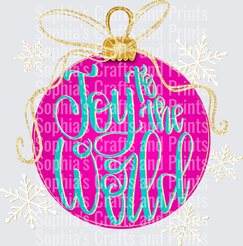 Joy To The World Pink DTF Transfer