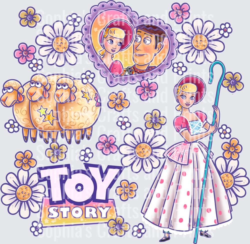 Bo Peep Purple Checkers DTF Transfer