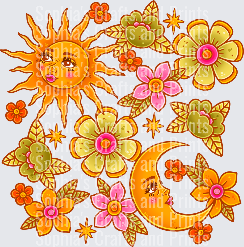 Summer Dream Sun And Moon DTF Transfer